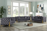 KingdomVelvet Chic Contemporary Sofa with Deep Button Tufting and Stylish Gold Metal Legs