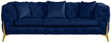 KingdomVelvet Chic Contemporary Sofa with Deep Button Tufting and Stylish Gold Metal Legs