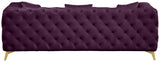 KingdomVelvet Chic Contemporary Sofa with Deep Button Tufting and Stylish Gold Metal Legs