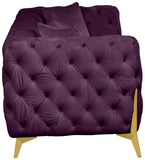 KingdomVelvet Chic Contemporary Sofa with Deep Button Tufting and Stylish Gold Metal Legs