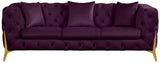 KingdomVelvet Chic Contemporary Sofa with Deep Button Tufting and Stylish Gold Metal Legs
