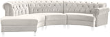 Anabella Contemporary 3pc Sectional with Deep Tufting and Chrome Nailheads for Elegant Living Spaces