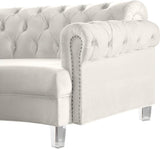 Anabella Contemporary 3pc Sectional with Deep Tufting and Chrome Nailheads for Elegant Living Spaces