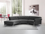 Anabella Contemporary 3pc Sectional with Deep Tufting and Chrome Nailheads for Elegant Living Spaces