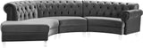 Anabella Contemporary 3pc Sectional with Deep Tufting and Chrome Nailheads for Elegant Living Spaces