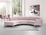 Anabella Contemporary 3pc Sectional with Deep Tufting and Chrome Nailheads for Elegant Living Spaces