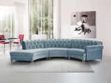 Anabella Contemporary 3pc Sectional with Deep Tufting and Chrome Nailheads for Elegant Living Spaces