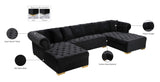 Presley Contemporary 3pc. Sectional with Deep Tufting & Gold Chrome Legs for Luxurious Comfort