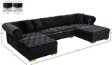 Presley Contemporary 3pc. Sectional with Deep Tufting & Gold Chrome Legs for Luxurious Comfort