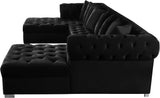 Presley Contemporary 3pc. Sectional with Deep Tufting & Gold Chrome Legs for Luxurious Comfort