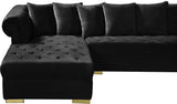 Presley Contemporary 3pc. Sectional with Deep Tufting & Gold Chrome Legs for Luxurious Comfort