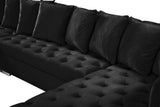Presley Contemporary 3pc. Sectional with Deep Tufting & Gold Chrome Legs for Luxurious Comfort