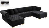 Presley Contemporary 3pc. Sectional with Deep Tufting & Gold Chrome Legs for Luxurious Comfort