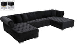 Presley Contemporary 3pc. Sectional with Deep Tufting & Gold Chrome Legs for Luxurious Comfort