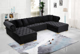 Presley Contemporary 3pc. Sectional with Deep Tufting & Gold Chrome Legs for Luxurious Comfort