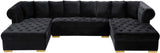 Presley Contemporary 3pc. Sectional with Deep Tufting & Gold Chrome Legs for Luxurious Comfort