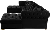 Presley Contemporary 3pc. Sectional with Deep Tufting & Gold Chrome Legs for Luxurious Comfort