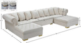 Presley Contemporary 3pc. Sectional with Deep Tufting & Gold Chrome Legs for Luxurious Comfort