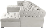 Presley Contemporary 3pc. Sectional with Deep Tufting & Gold Chrome Legs for Luxurious Comfort