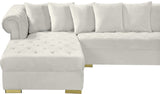 Presley Contemporary 3pc. Sectional with Deep Tufting & Gold Chrome Legs for Luxurious Comfort
