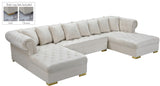 Presley Contemporary 3pc. Sectional with Deep Tufting & Gold Chrome Legs for Luxurious Comfort
