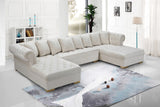 Presley Contemporary 3pc. Sectional with Deep Tufting & Gold Chrome Legs for Luxurious Comfort