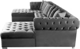 Presley Contemporary 3pc. Sectional with Deep Tufting & Gold Chrome Legs for Luxurious Comfort
