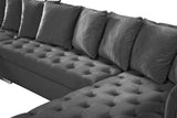 Presley Contemporary 3pc. Sectional with Deep Tufting & Gold Chrome Legs for Luxurious Comfort