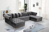 Presley Contemporary 3pc. Sectional with Deep Tufting & Gold Chrome Legs for Luxurious Comfort