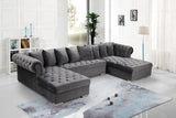 Presley Contemporary 3pc. Sectional with Deep Tufting & Gold Chrome Legs for Luxurious Comfort
