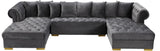 Presley Contemporary 3pc. Sectional with Deep Tufting & Gold Chrome Legs for Luxurious Comfort