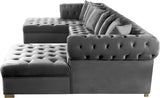 Presley Contemporary 3pc. Sectional with Deep Tufting & Gold Chrome Legs for Luxurious Comfort