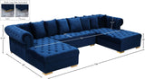 Presley Contemporary 3pc. Sectional with Deep Tufting & Gold Chrome Legs for Luxurious Comfort