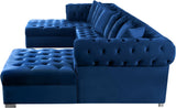 Presley Contemporary 3pc. Sectional with Deep Tufting & Gold Chrome Legs for Luxurious Comfort