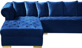 Presley Contemporary 3pc. Sectional with Deep Tufting & Gold Chrome Legs for Luxurious Comfort