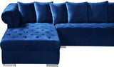 Presley Contemporary 3pc. Sectional with Deep Tufting & Gold Chrome Legs for Luxurious Comfort