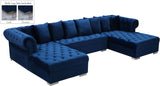Presley Contemporary 3pc. Sectional with Deep Tufting & Gold Chrome Legs for Luxurious Comfort