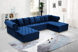 Presley Contemporary 3pc. Sectional with Deep Tufting & Gold Chrome Legs for Luxurious Comfort