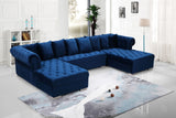 Presley Contemporary 3pc. Sectional with Deep Tufting & Gold Chrome Legs for Luxurious Comfort