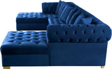 Presley Contemporary 3pc. Sectional with Deep Tufting & Gold Chrome Legs for Luxurious Comfort