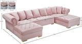 Presley Contemporary 3pc. Sectional with Deep Tufting & Gold Chrome Legs for Luxurious Comfort
