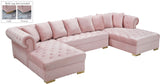 Presley Contemporary 3pc. Sectional with Deep Tufting & Gold Chrome Legs for Luxurious Comfort