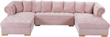 Presley Contemporary 3pc. Sectional with Deep Tufting & Gold Chrome Legs for Luxurious Comfort