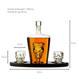 Skull King Skeleton Wine & Whiskey Globe Decanter Set 750 mL