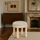 Larea - Linen Textured Fabric Ottoman - Natural Base