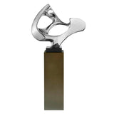 Chrome Abstract Mask 54" Tall Floor Sculpture // Chrome with Gray Stand