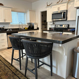 PURPLE LEAF Counter Stools Bar Stools Rattan Bar Stools Wicker Bar Chairs Woven Aluminum Barstools with Back and Cushions