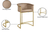 Donatella Contemporary Stool with Luxurious Velvet Upholstery and Elegant Gold Steel Base Support