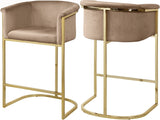 Donatella Contemporary Stool with Luxurious Velvet Upholstery and Elegant Gold Steel Base Support