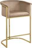 Donatella Contemporary Stool with Luxurious Velvet Upholstery and Elegant Gold Steel Base Support
